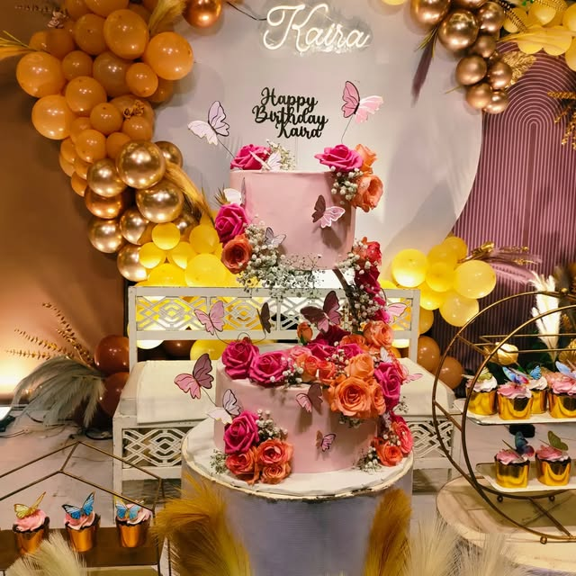 Pink Rose Cascade Birthday Cake — Noel’s original cake