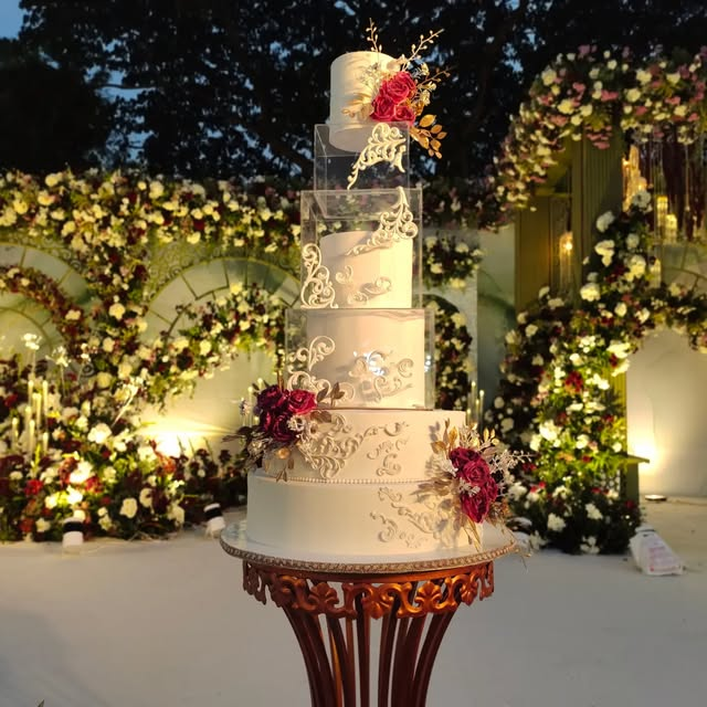 Crystal Spacer Floral Wedding Cake — Noel’s original cake