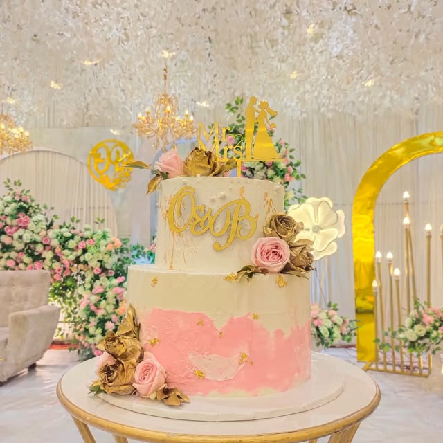 Pink & Gold Floral Birthday Cake — Noel’s original cake