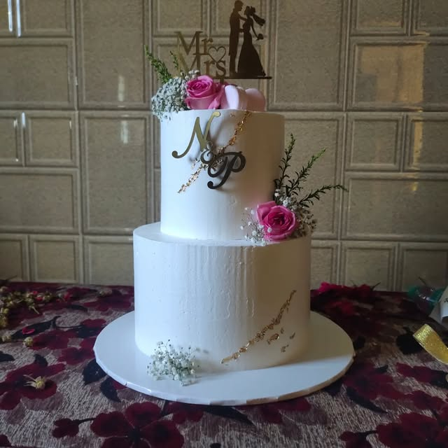 White Monogram Floral Cake — Noel’s original cake
